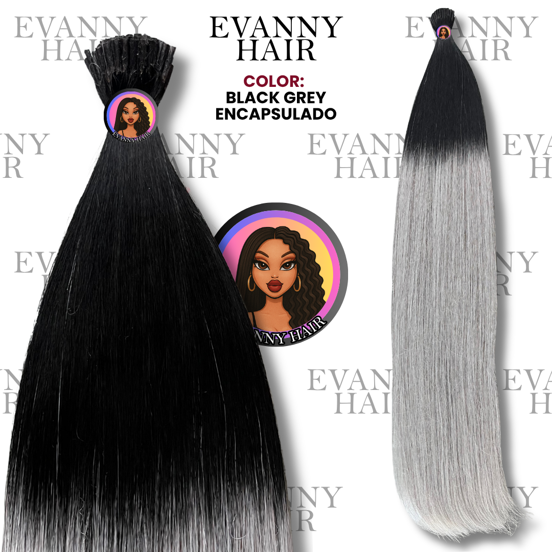 Extensiones De Cabello CLON HUMANO 200g 28" Black Grey Encapsuladas