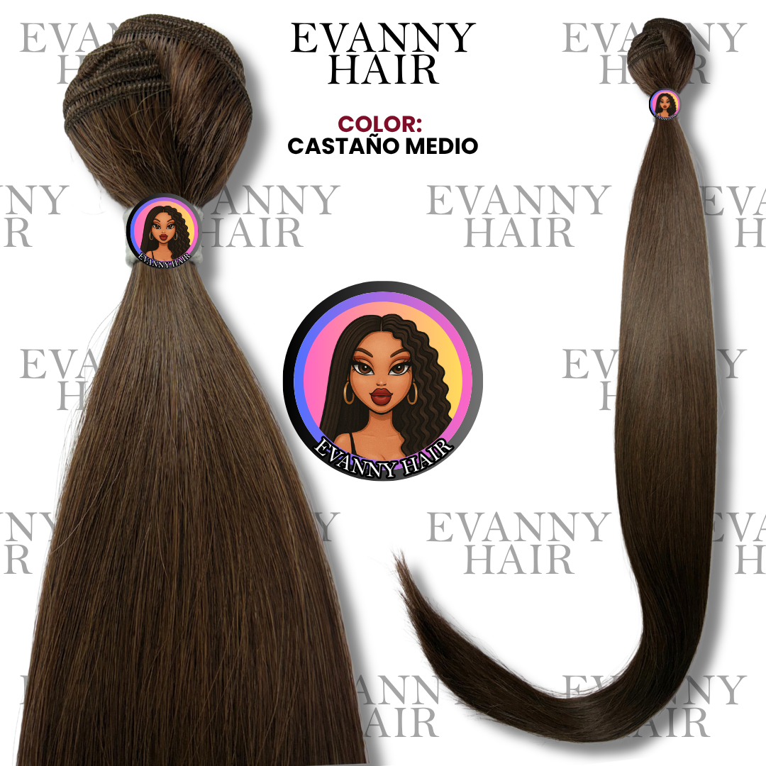 Extensiones De Cabello CLON HUMANO 200g 28" Castaño Medio
