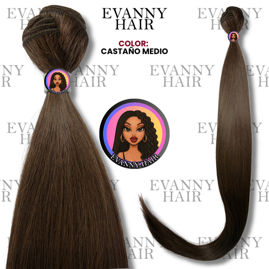 Extensiones De Cabello CLON HUMANO 200g 28" Castaño Medio