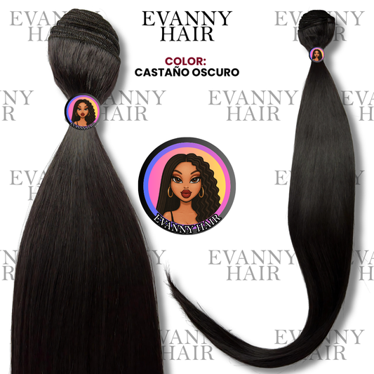 Extensiones de cabello CLON HUMANO 200g 28" Castaño Oscuro