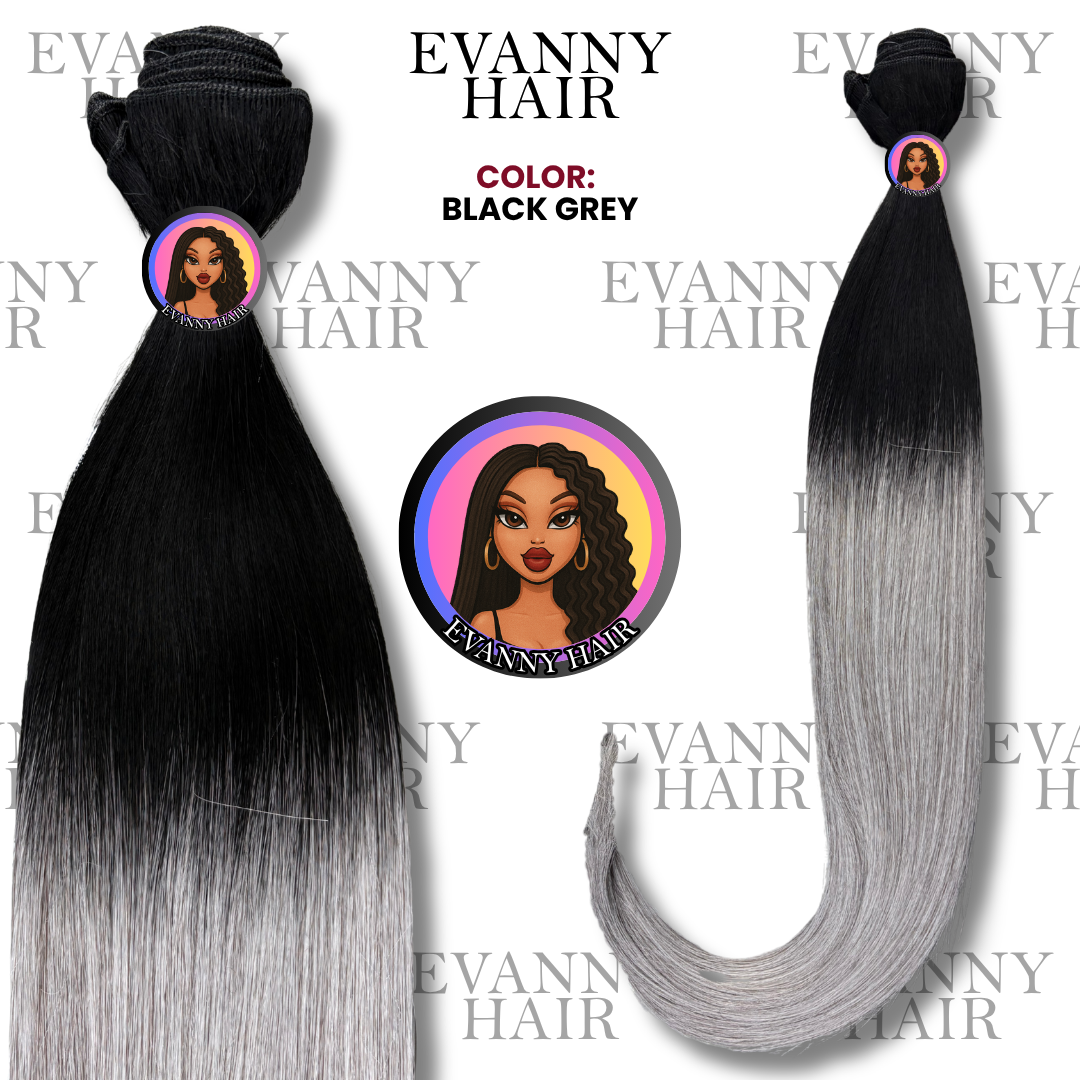 Extensiones De Cabello CLON HUMANO 200g 28" Black Grey