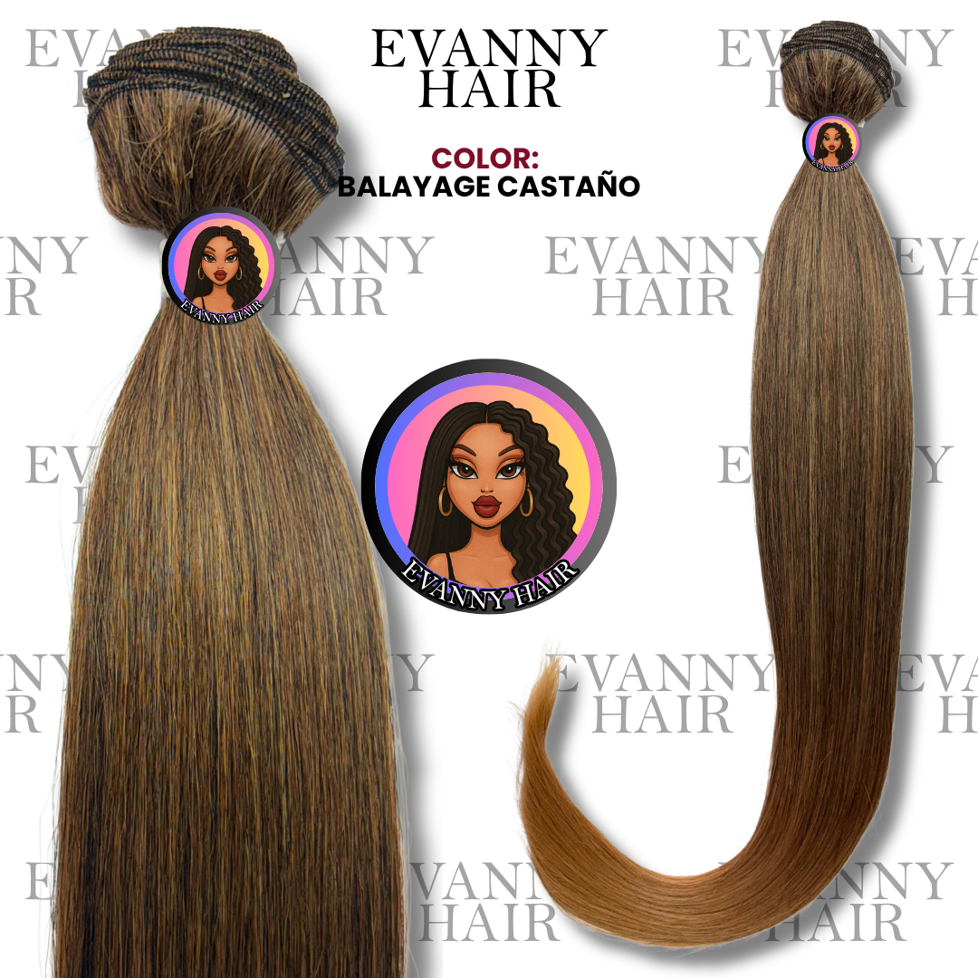 Extensiones de cabello CLON HUMANO 200g 28" Balayage Castaño